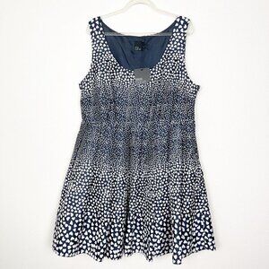 ASOS Curve Navy White Hearts Fit & Flare Sleeveless Dress Womens 16